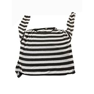 Eileen Fisher Women's Gray White Organic Linen Cotton Striped Sweater Size Large